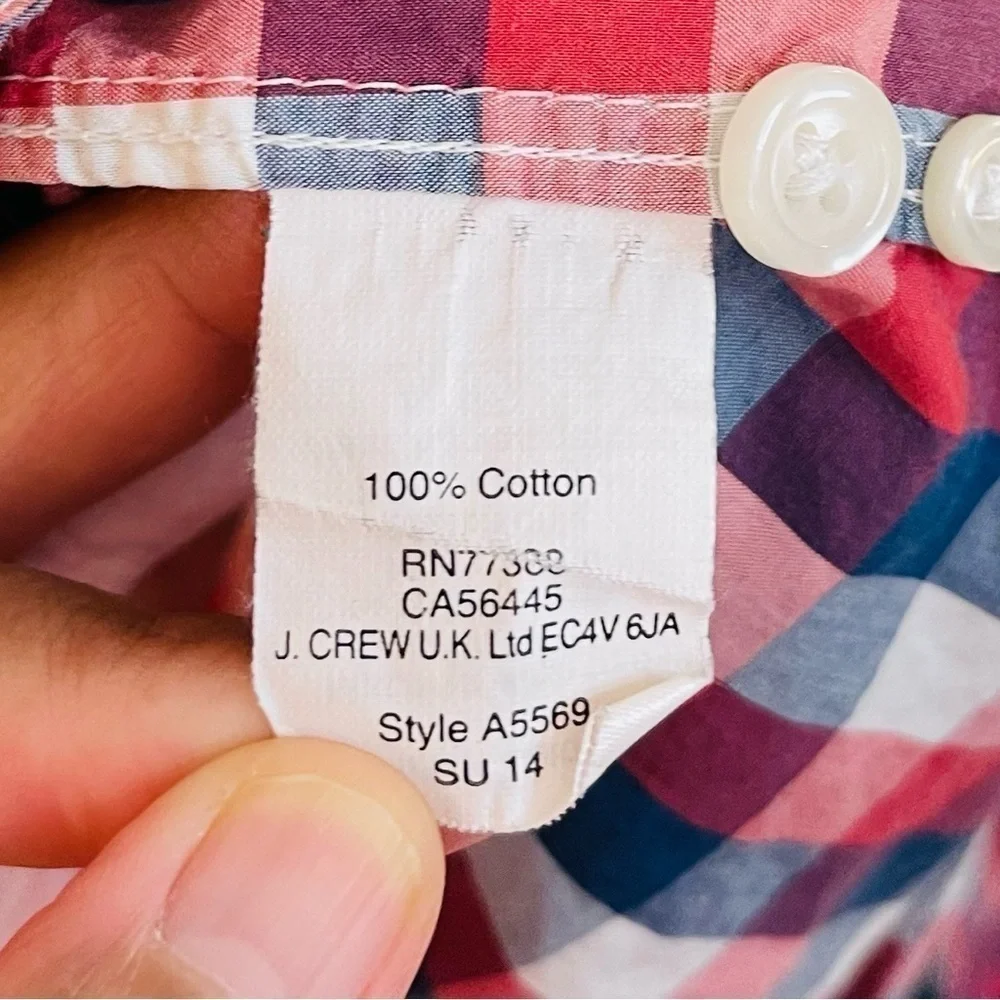 J. Crew Light Weight Slim Fit Plaid Button Down Shirt Men Size Large Blue/Red
